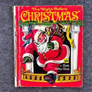 Vintage The Night Before Christmas A Little Golden Book Hardcover 1973 PEN MARKS